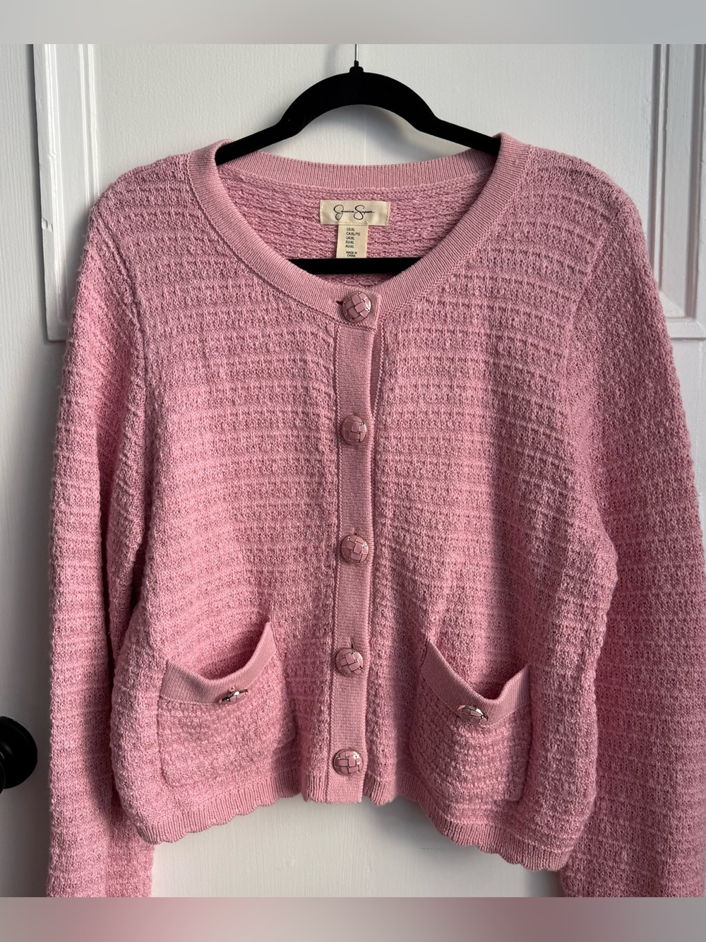 Pink knit cardigan